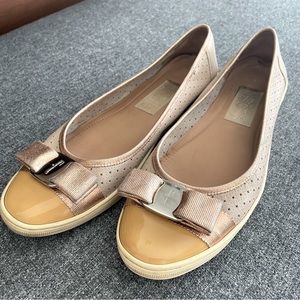 Ferragamo Leather Ballet Flats — Rose Gold — Size 8.5